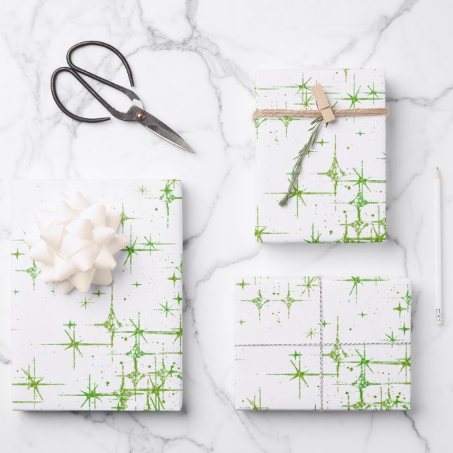 Hoja De Papel De Regalo Estrella verde brillante Twinkle (Anverso)