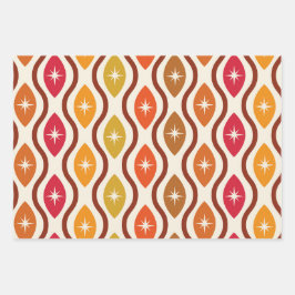 Hoja De Papel De Regalo Estrellas atómicas retro en el patrón ogénico de m