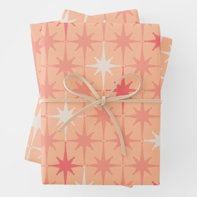 Hoja De Papel De Regalo Estrellas atómicas retro modernas de mediados del  (In situ)