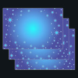 Hoja De Papel De Regalo Estrellas azules<br><div class="desc">Conjunto de tres hojas de papel envolvente de 19" x 29" de color semibrillante con una imagen de estrellas azules luminosas sobre azul luminoso. Vea la etiqueta correspondiente y el pegatina en forma de estrella. Vea toda la colección de papel envuelto Hanukkah en la categoría HOME de la sección HOLIDAYS....</div>