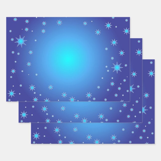 Hoja De Papel De Regalo Estrellas azules (Set)