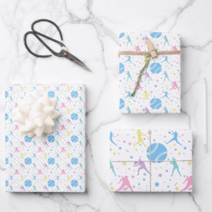 Hoja De Papel De Regalo Estrellas de chicas de Softball