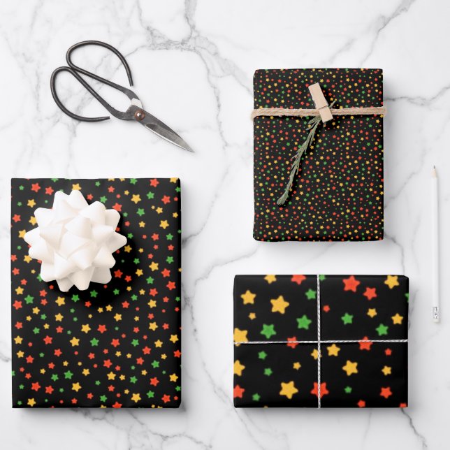 Hoja De Papel De Regalo Estrellas de Kwanzaa (Anverso)