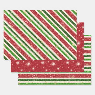 Hoja De Papel De Regalo Estrellas de Navidades retro de época