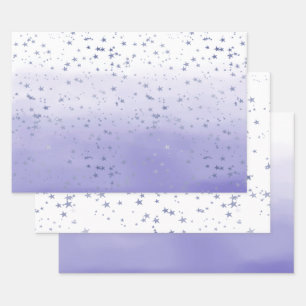 Hoja De Papel De Regalo Estrellas de Ombre Púrpura
