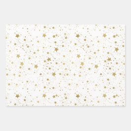 Hoja De Papel De Regalo Estrellas de oro