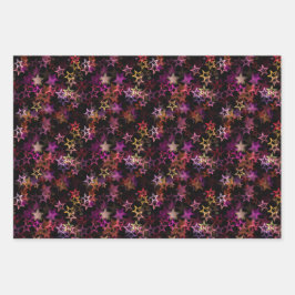Hoja De Papel De Regalo Estrellas en negro