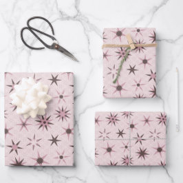 Hoja De Papel De Regalo Estrellas Geo Rosa Bonito - patrón. 