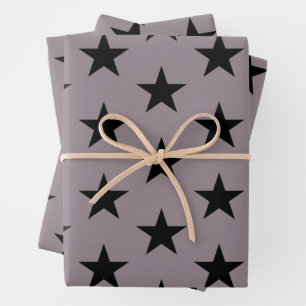 Hoja De Papel De Regalo Estrellas negras sobre la lavanda