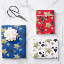 Hoja De Papel De Regalo Estrellas Patrióticas Patrón de Hoja Falsa 