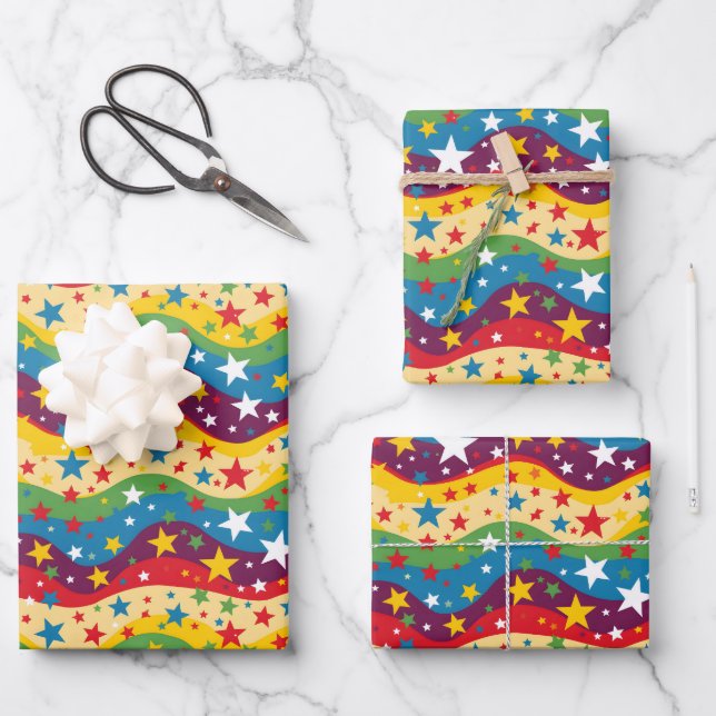 Hoja De Papel De Regalo Estrellas pequeñas arrojan a los niños un patrón d (Anverso)