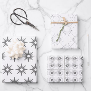 Hoja De Papel De Regalo Estrellas plateadas de Navidades modernos