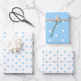 Hoja De Papel De Regalo Estrellas, puntos y gotas de lluvia
