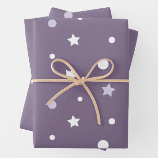 Hoja De Papel De Regalo Estrellas púrpura