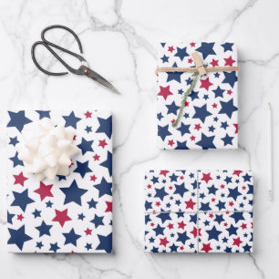 Hoja De Papel De Regalo Estrellas rojas y azules - Patrón de bandera estad