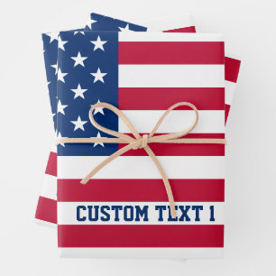 Hoja De Papel De Regalo Estrellas y bandas de bandera de EE.UU. personaliz