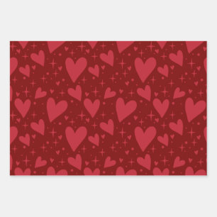 Hoja De Papel De Regalo Estrellas y corazones de colores divertidos