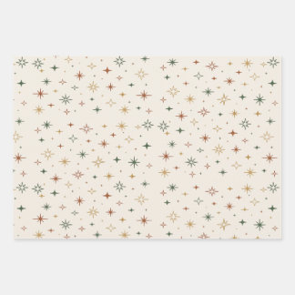 Hoja De Papel De Regalo Estrellas y destellos de Navidad