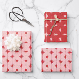 Hoja De Papel De Regalo Estrellas y puntos modernos de la mitad del siglo 