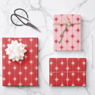 Hoja De Papel De Regalo Estrellas y Puntos Modernos de la Mitad del Siglo