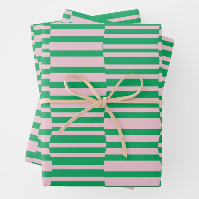 Hoja De Papel De Regalo Estribos divertidos en rosa y verde (In situ)