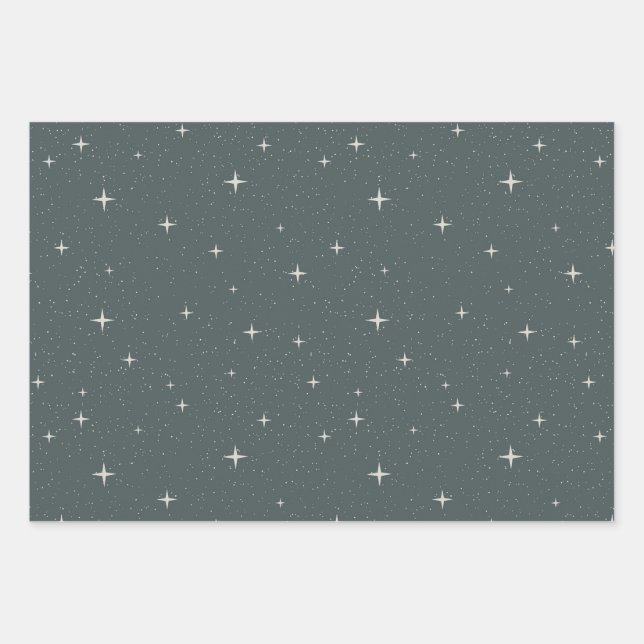 Hoja De Papel De Regalo Ethereal Starry Night Cielo Celestial Verde azulad (Anverso)