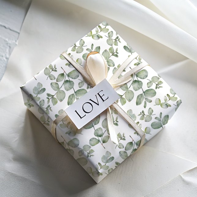 Hoja De Papel De Regalo Eucalipto Rústico en Verde Salvia Acuarela (Subido por el creador)