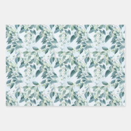 Hoja De Papel De Regalo Eucalipto verde suave color de agua