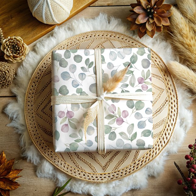 Hoja De Papel De Regalo Eucalyptus Green Leaves Boda (Subido por el creador)