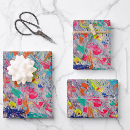 Hoja De Papel De Regalo Expresión colorida en pintura acrílica