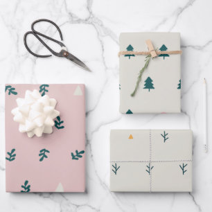 Hoja De Papel De Regalo Exquisitos Navidades escandinavos rosados botánic