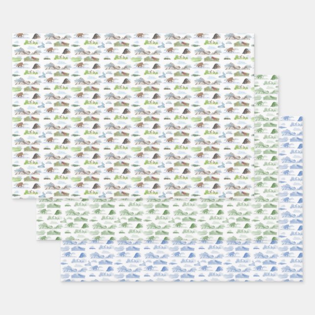 Hoja De Papel De Regalo Extinct Animal Toile Wrapping Paper  (Set)