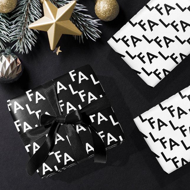 Hoja De Papel De Regalo FA LA Bold Letters Modernas Mínimas Blanco y Negro (Subido por el creador)