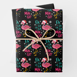 Hoja De Papel De Regalo Fa La La La Mingo Navidad Flamingo Rosa Amante