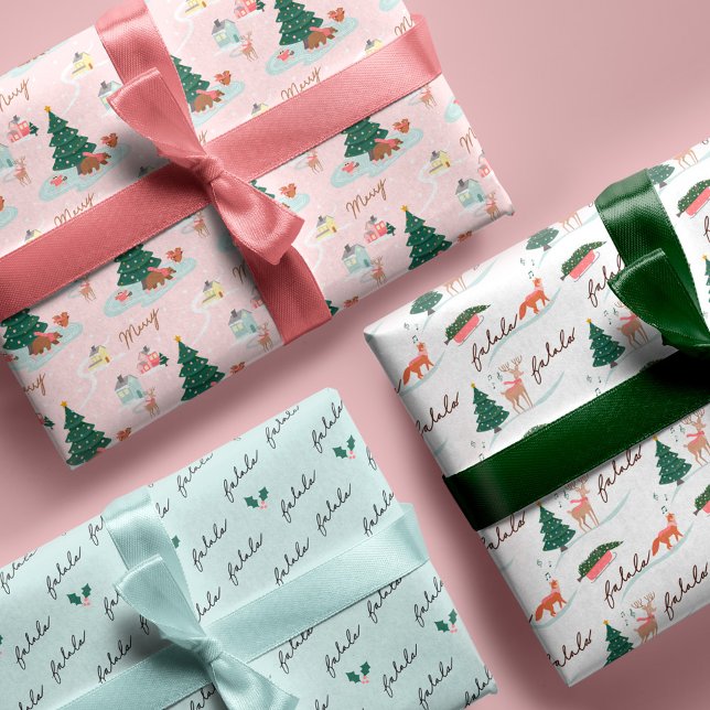 Hoja De Papel De Regalo Fa La Winter Wonderland Forest Woodland Animals (Fa La Winter Wonderland Forest Woodland Animals Wrapping Paper Sheet)