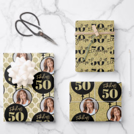 Hoja De Papel De Regalo Fabuloso oro de cumpleaños número 50