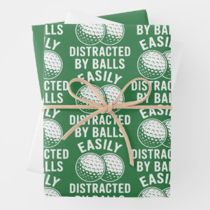 Hoja De Papel De Regalo Fácilmente Distraído por Pelotas Golfista de Pelot