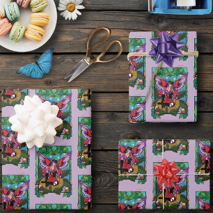 Hoja De Papel De Regalo Fairy Purple Red Mushroom Gothic