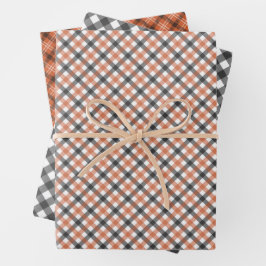 Hoja De Papel De Regalo Fall Gingham Colors, Wrapping Paper Sheets