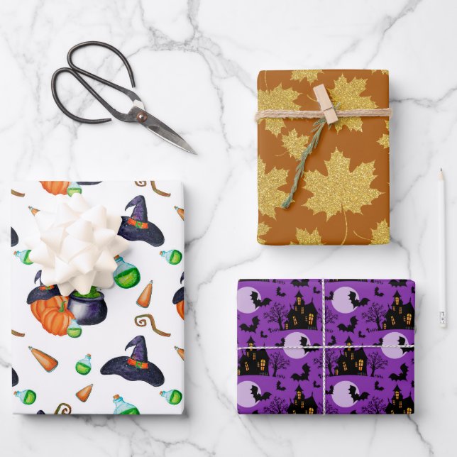 Hoja De Papel De Regalo Fall Halloween (Anverso)