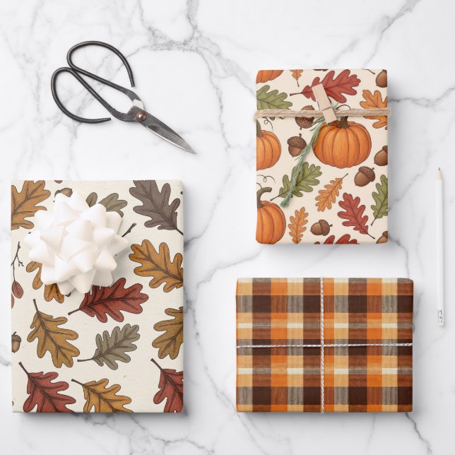 Hoja De Papel De Regalo Fall Thanksgiving  (Anverso)