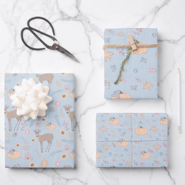 Hoja De Papel De Regalo Fall Woodland Deer (Anverso)