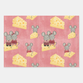 Hoja De Papel De Regalo Familia de ratones cursi y cursi