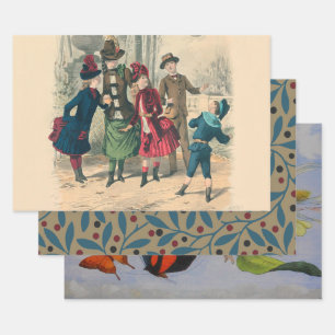 Hoja De Papel De Regalo Familia Infantil Vieja Victoriana