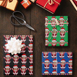 Hoja De Papel De Regalo Famoso Personalizado Face Face Santa Head Trump