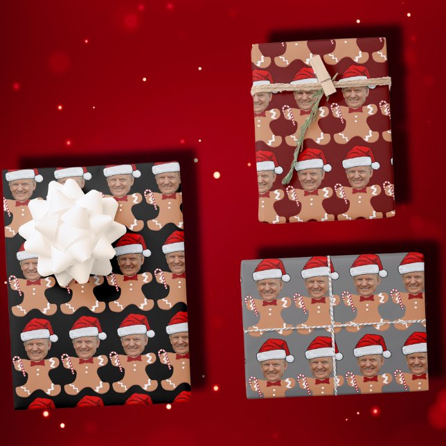 Hoja De Papel De Regalo Famoso Trump Face Personalizado Face Photo Gingerb (Subido por el creador)