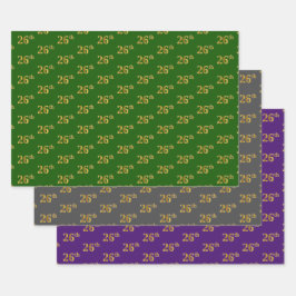 Hoja De Papel De Regalo Fancy Green, Gray, Purple, Faux Gold 26th Event #