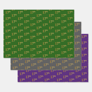 Hoja De Papel De Regalo Fancy Green, Grey, Purple, Faux Gold 17th Event #