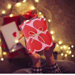 Hoja De Papel De Regalo Fancy Red & Pink Heart Pattern Valentines