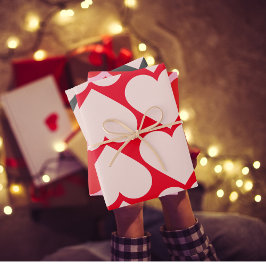 Hoja De Papel De Regalo Fancy Red & Pink Heart Pattern Valentines Wraping